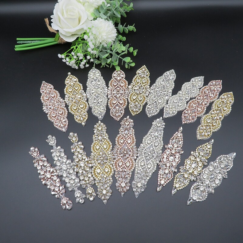 Crystal Rhinestone Diamante Motif Applique Sew On Patch Wedding