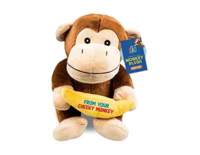 Personalisierter großer Affe Plüschtier Kuscheltier hält eine freche Banane 26 cm