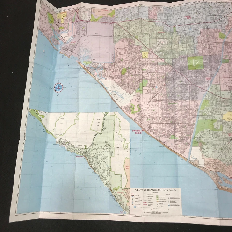 Central Orange Country Huntington Newport Beach AAA 1993 Street Travel Map - Image 2 of 4