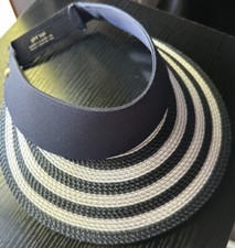 Eric Javits Women's Blue White Striped Wide Brim Squishee Champ Visor Sun Hat