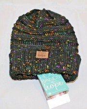 Headbands Of Hope Black Confetti Beanie Multi Color Crocheted Hat New with Tags