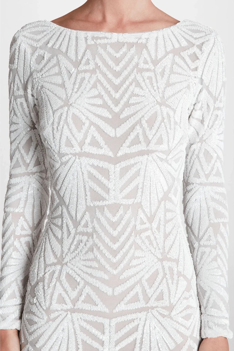 Dress The Population Emery Sequin Dress - White/Nude - S