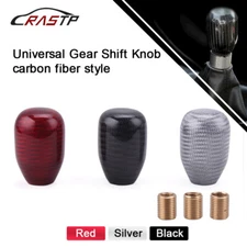 Universal Oval Carbon Fiber Gear Shift Knob with 3 Adapter for Most Manual Car