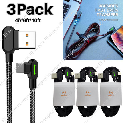 Mcdodo 3Pack 90 Degree Elbow USB Cable Fast Charger For iPhone 13 12 11 8 6 5 XR