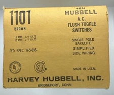 Lot Of  27 NEW BOXES HARVEY HUBBELL A.C. FLUSH TOGGLE SWITCHES #1101 BROWN