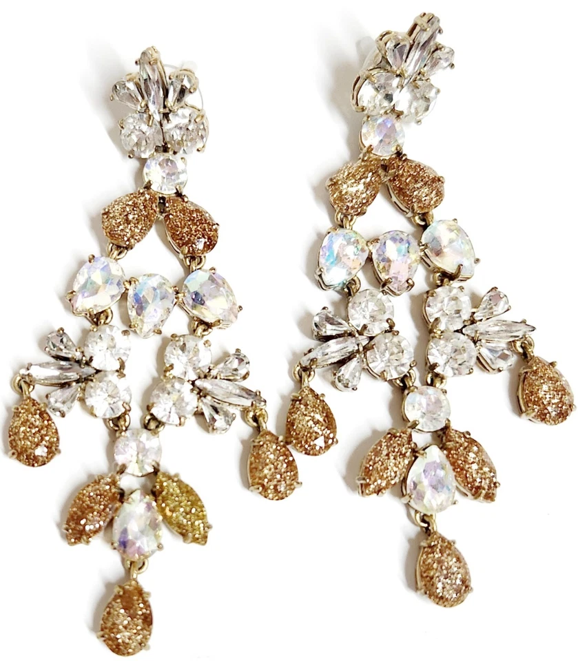 Pendientes araña de cristal J.Crew cristal iridiscente oro brillo claro buey Foto 2 de 4