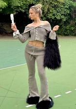 JADED LONDON Grey Plated Popper Kensu Knit Trouser Brand New With Tags