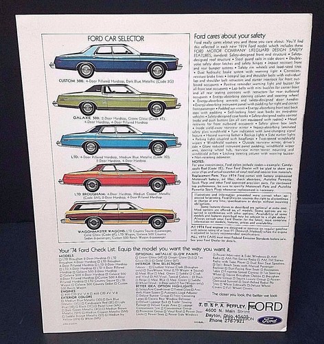 Catálogo de folletos de autos Ford 1974 LTD Brougham Galaxie personalizado 500 + MÁS - Imagen 2 de 8