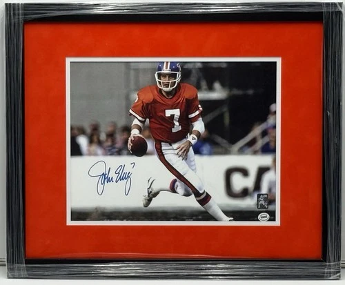 John Elway Signed Denver Broncos 11x14 Pic in 22x18 Frame COA NFL 2x SB win HOF