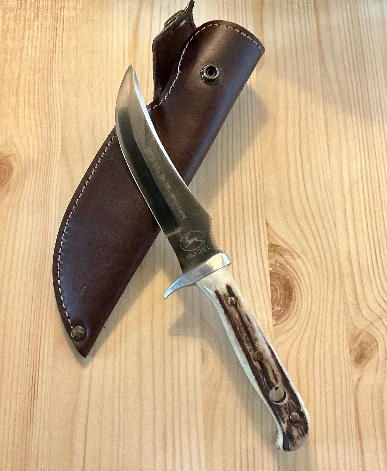 Coltello Vintage GAZEL Krusius Solingen Germany 🇩🇪SKINNER Knife Orginal Sheath