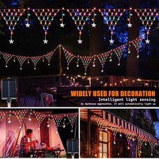 Solar Curtain Icicle Lights Wedding Party LED Fairy Christmas Indoor Outdoor USA
