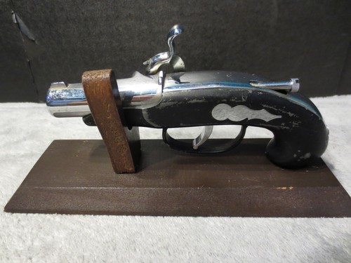 Vintage Japanese Flintlock Pistol Lighter with Display Stand - Tested & Works