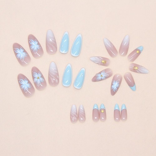 24pcs French False Nails Long Almond Press on Nails Manicure Nail Tips DIY - Photo 4/17
