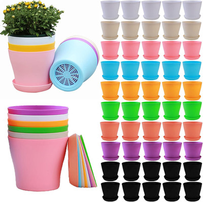 50 Pack 4 Inch Plant Pots Bulk Small Plastic Planters Pots with Drainage Holes F