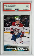 2022-23 Jordan Harris YOUNG GUNS ROOKIE CARD RC UD Series 1 Canadiens PSA 9 #205. rookie card picture