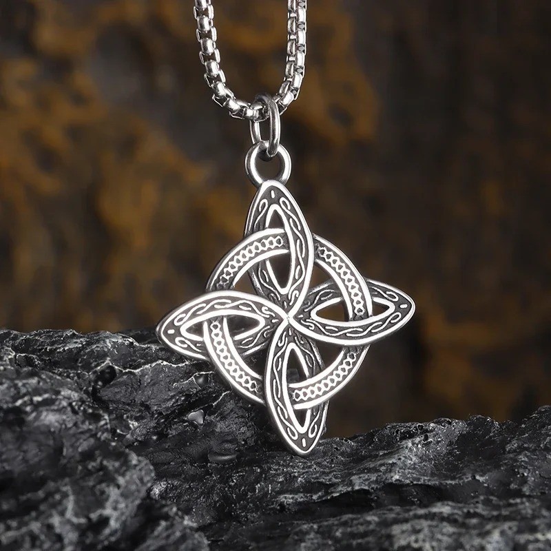 1pc Irish Celtic Knot Amulet Necklace Silver Witch Pendant Lucky Jewelry Gift