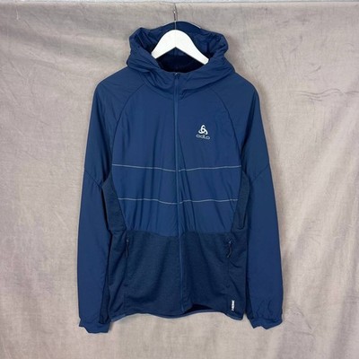Odlo Run Easy S-Thermic ECO Hooded Jacket Men s Size L Blue Running Jacket