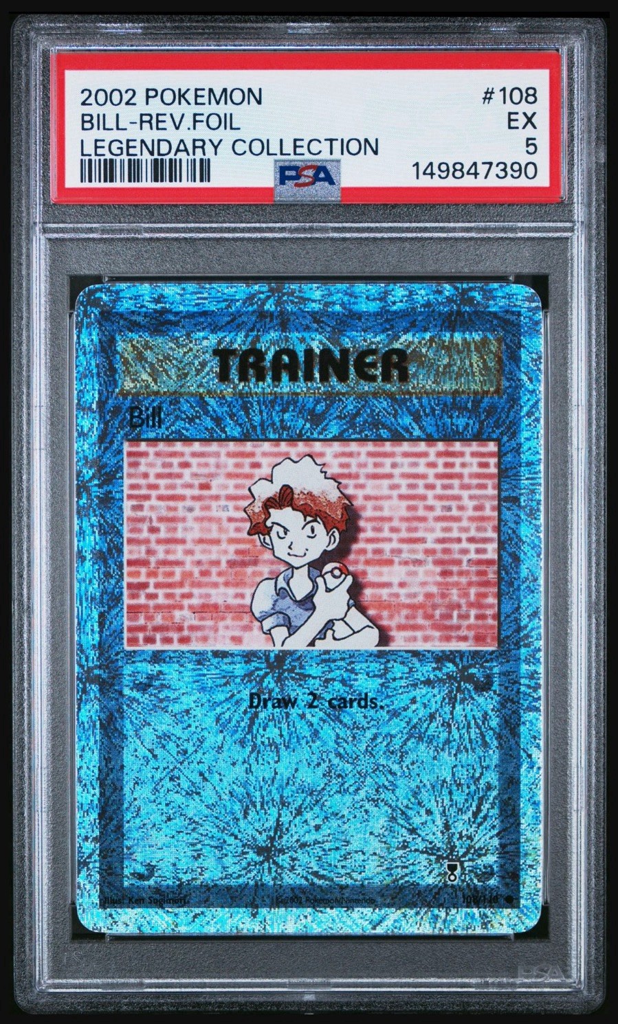 2002 POKEMON LEGENDARY COLLECTION 108 BILL REVERSE HOLO FOIL Graded PSA EX 5