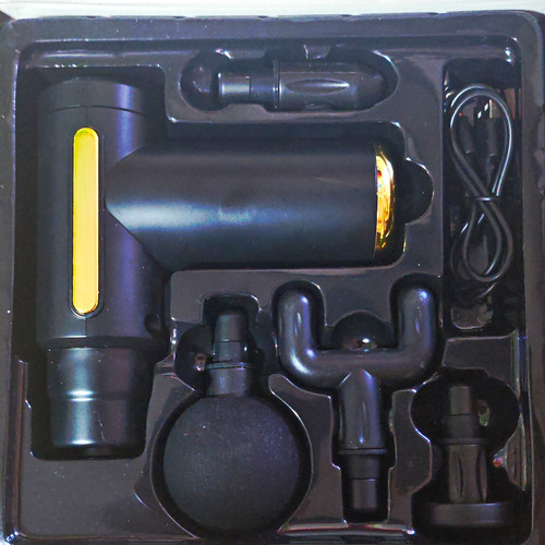 BX-720 Cordless Handheld Rechargeable Massage Gun 4 Heads Full Body Black