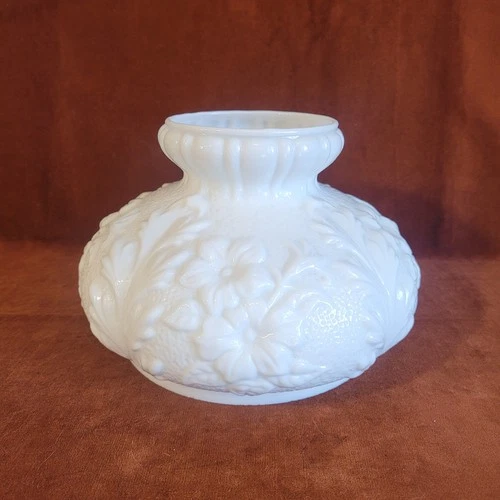 Vintage Fenton Art Glass Poppy White Milk Glass Globe Lamp Shade