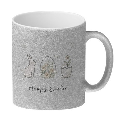 Happy Easter Glitzer-Kaffeebecher mit Hase Ei Design