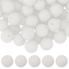 60 Pcs Silicone Beads, 15mm Bulk Beads for Keychain Making, White