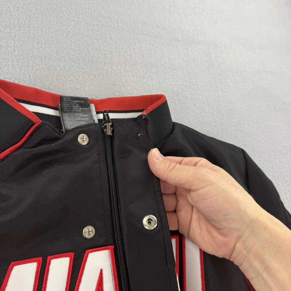 迈阿密热火夹克青少年中号黑色 NBA 篮球全拉链 Snap Reebok 缺陷 — 第 3/4 张图片