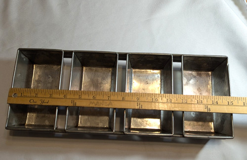 1 VTG Mini Bread Loaf Baking Pan 4 Strap Commercial 5.75" x 3.25" pans