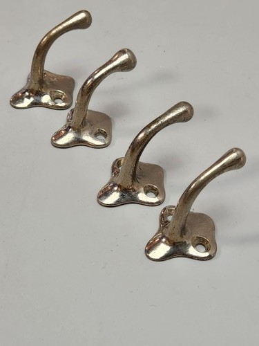 4x Vintage Style Small Coat Hat Hooks Wall Mount Silver Tone Metal Hook Set