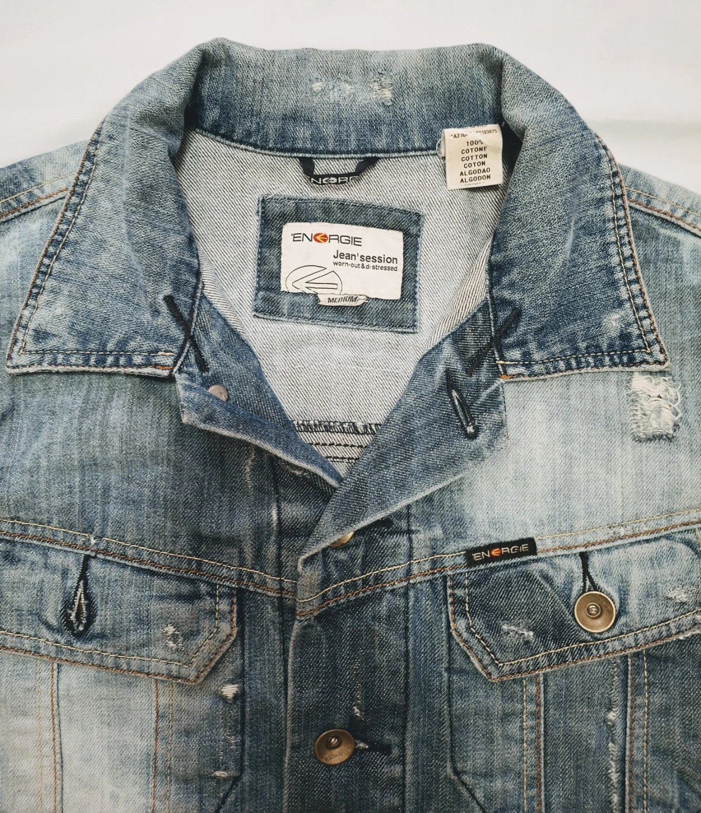 Bon Jovi, Energie Patched Battle Denim Mens Jacket Size M - product detail image 19