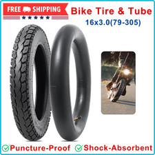 16x3.0/79-305 Bike Tire And Tube, 16 x 3.0 Tire Tube W/ Angled Valve Stem, 1 Set