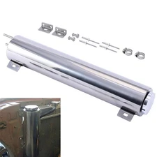 3" x 16" Polished Stainless Steel Radiator Coolant Overflow Catch Puke Tank 50OZ