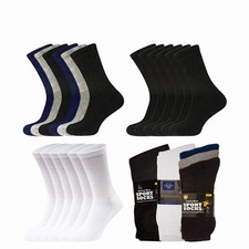 Mens Socks Cotton 12Pairs Rich Cushioned Everyday Crew Sports Sock UK Size 6-11