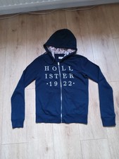 Lovely Ladies Girls Hollister Navy Blue Zip Up Hoodie Size Small