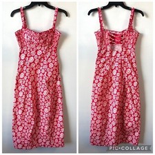 Free People Lucinda Floral Midi Dress Tomato Daisy Red XS