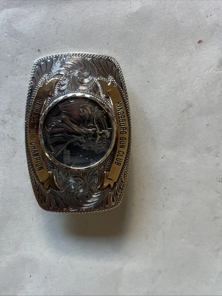 Ремень с пряжкой чемпиона Sterling Face Cust-M-Bilt Kingsburg Gun Club одинарный «D» - Изображение 3 из 3