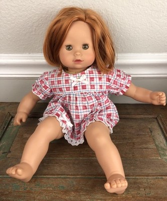 Gotz red hair vinyl cloth doll 16'' soft body Vtg toddler baby 74 v 9018 W/ Dress