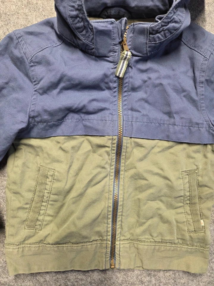 Chaqueta con Capucha Genuina para Niños Talla 5T Bloque de Color Cremallera Completa Puffer Informal Chaqueta de Invierno Foto 2 de 4