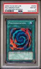 2002 Yugioh LEGEND OF BLUE EYES WHITE DRAGON #S059 POLYMERIZATION PSA 8 Spanish