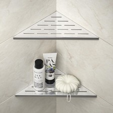 Corner Shower Shelf 10" Polished 304 Stainless Steel Recessed Corner Shelves ...