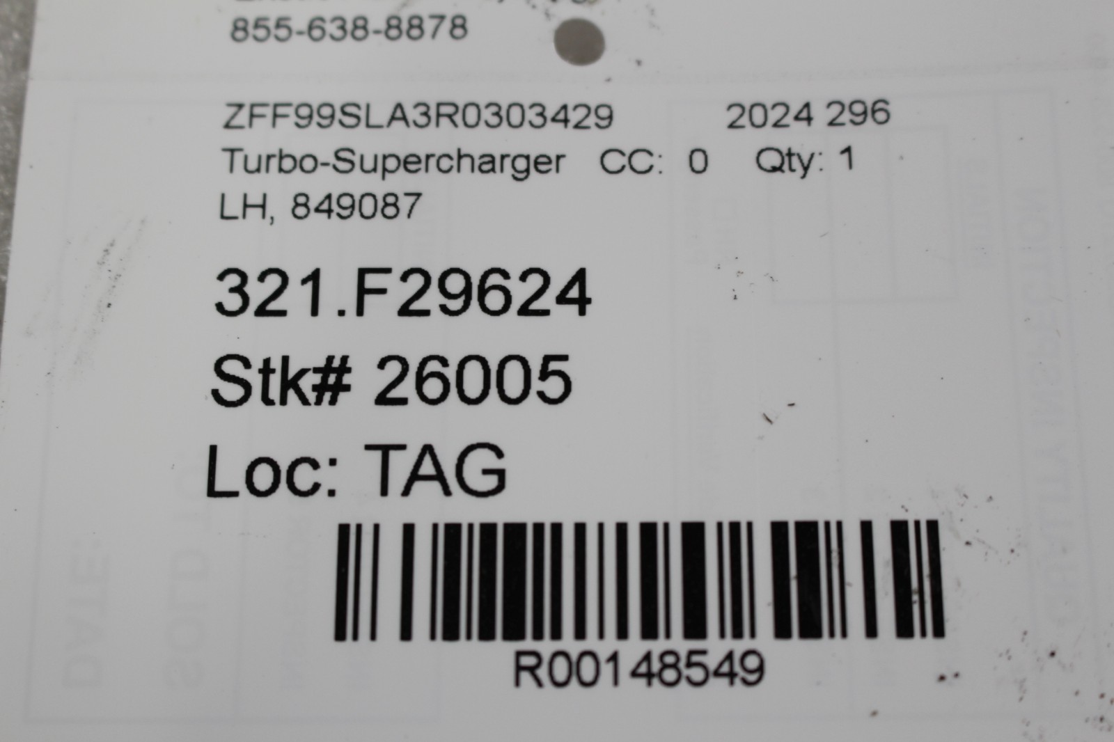 Ferrari 296 GTB Left Supercharger P/N 849087