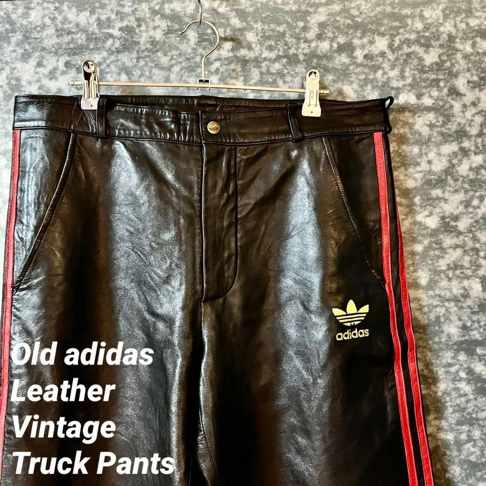 [Super Rare !] Pantalon de survêtement en cuir Adidas étiquette noire,... - Photo 1/4