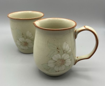 Denby Daybreak Floral Becher und Milchkännchen Milchkännchen Vintage Steingut 80er Jahre
