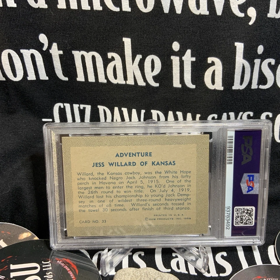 Boxing Trading Card 1956 Adventure PSA 8 Jess Willard Kansas #33 - Image 2 of 2