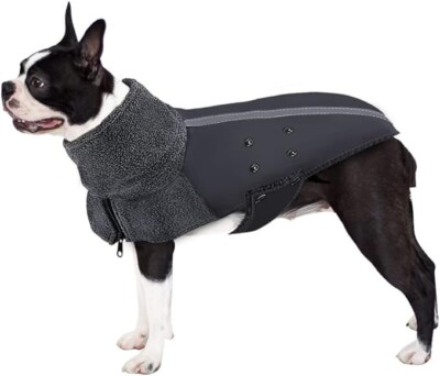 SlowTon Winter Dog Coat, Warm Polar Fleece Lining Outdoor
