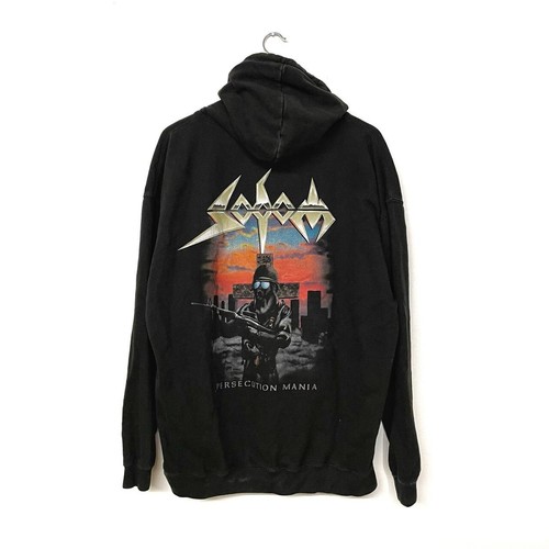 Sudadera con capucha Sodom 2010 Persecution Mania de doble cara talla XXL negra metal vintage - Imagen 4 de 6