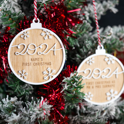 Personalisierter Christbaumschmuck 3D Gravur Holzkugel individuell