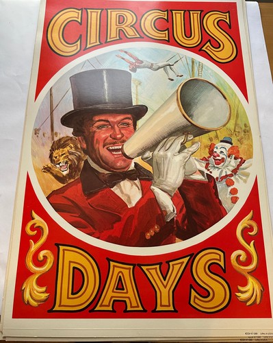Vintage Kraft Litho Circus Poster Circus Days Ringmaster Man Grocery Store Ad JS