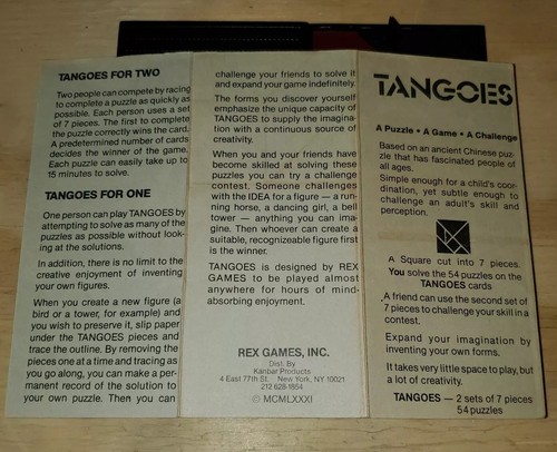 Vintage Tangoes Ancient Chinese Puzzle Game 1981 - Picture 5 of 9