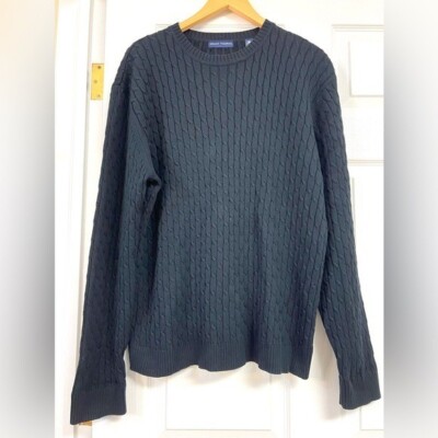 Grant Thomas Size XL 100% Pima Cotton Cable Knit in Black